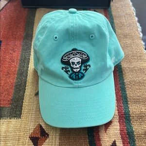 Teal Baseball Cap with Skull Embroidery